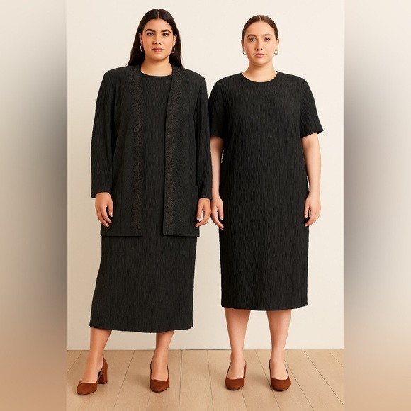Leslie Fay Dresses & Skirts - Leslie Fay Black Dress & Jacket Set – 18WP